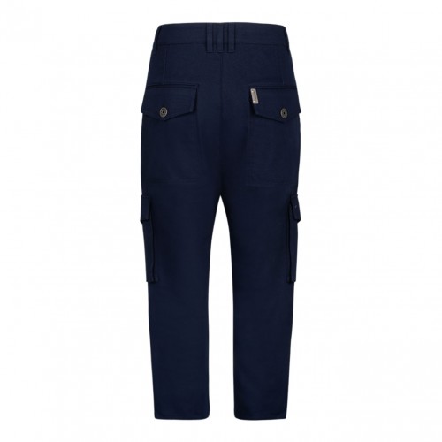 Navy Blue Cotton Cargo Trousers 2