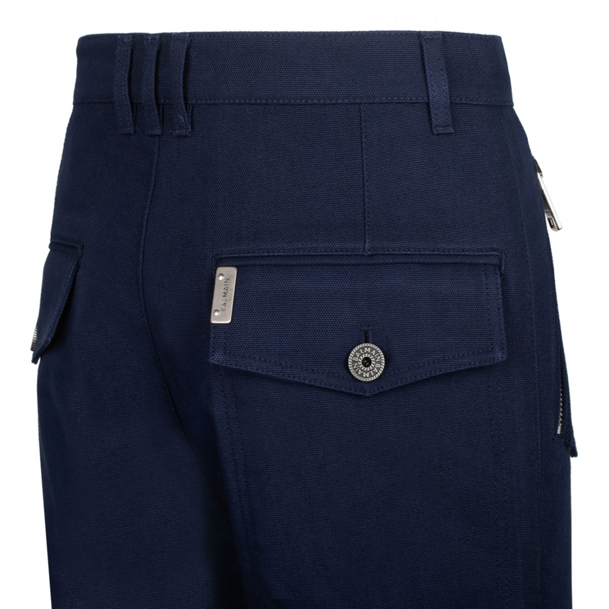 Navy Blue Cotton Cargo Trousers