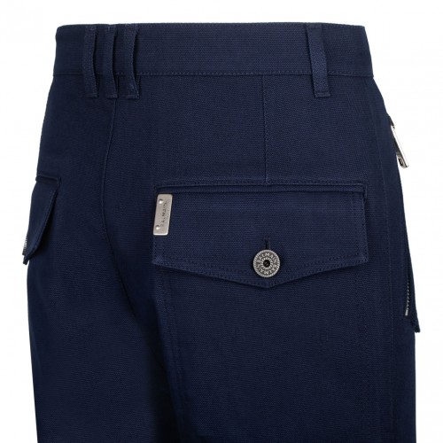 Navy Blue Cotton Cargo Trousers