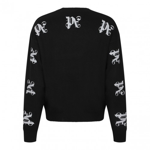 Black Monogram Print Jumper