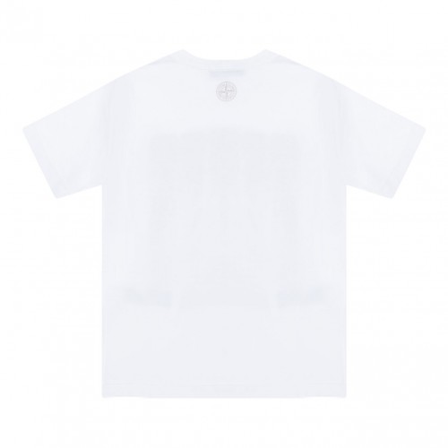 White Logo Print Cotton T-shirt