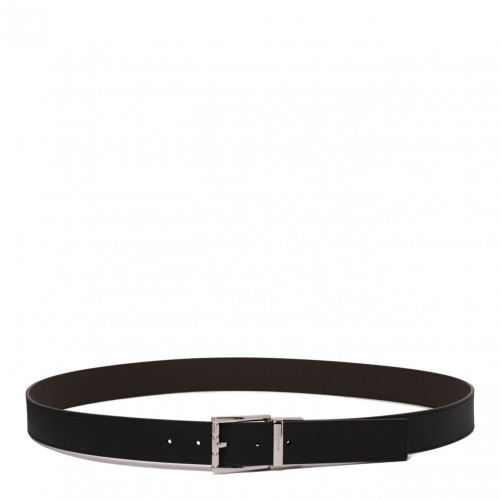 Black Logo Engraved Leather Belt