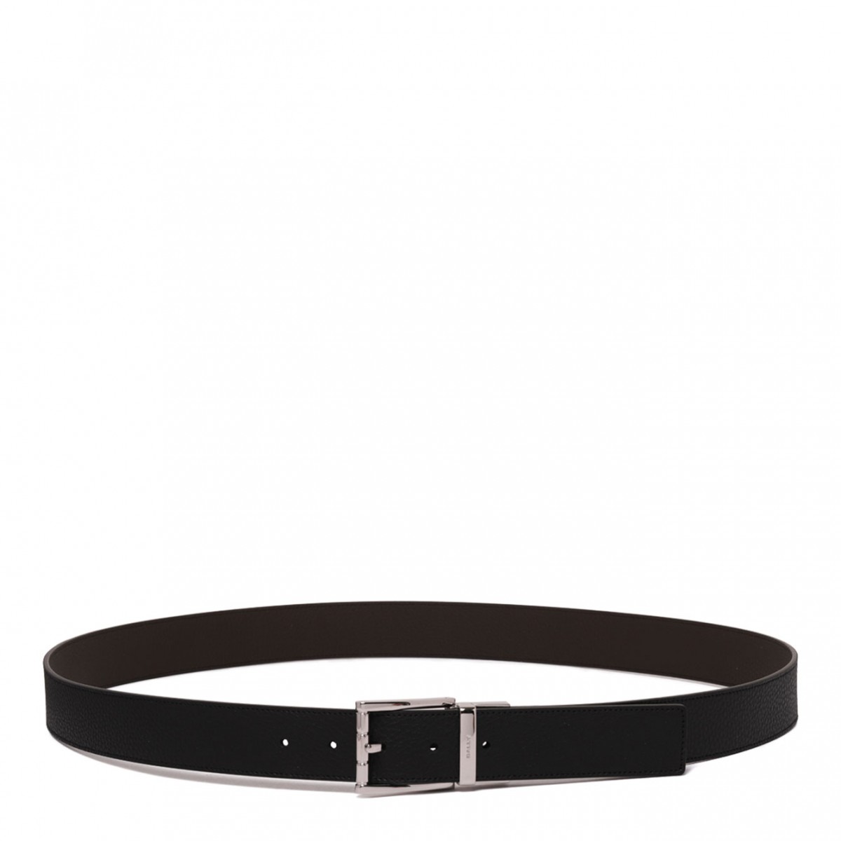 Black Logo Engraved Leather Belt