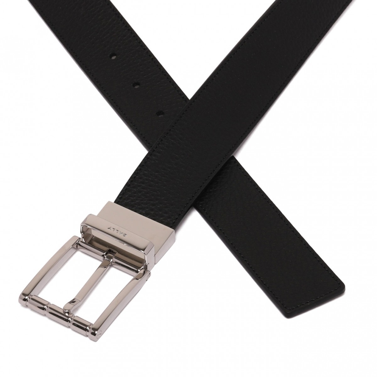 Black Logo Engraved Leather Belt