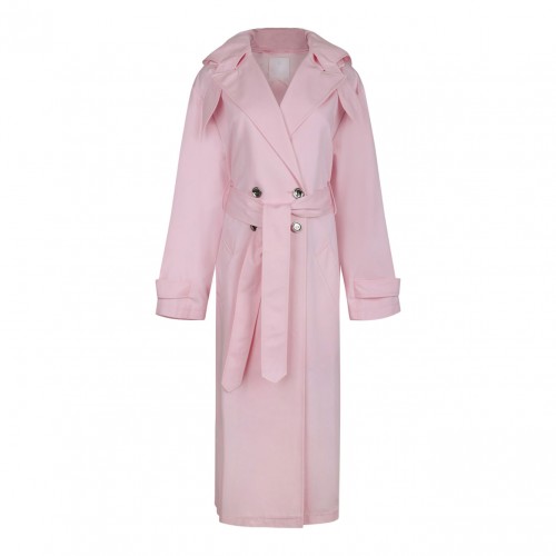 Pink Hooded Trench Coat
