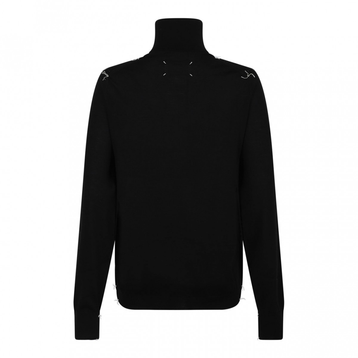 Black Merino Wool Turtleneck Pullover