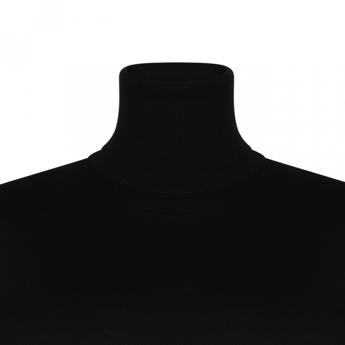 Black Merino Wool Turtleneck Pullover