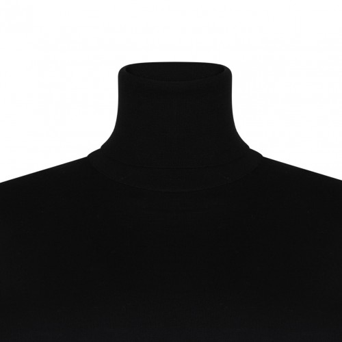 Black Merino Wool Turtleneck Pullover