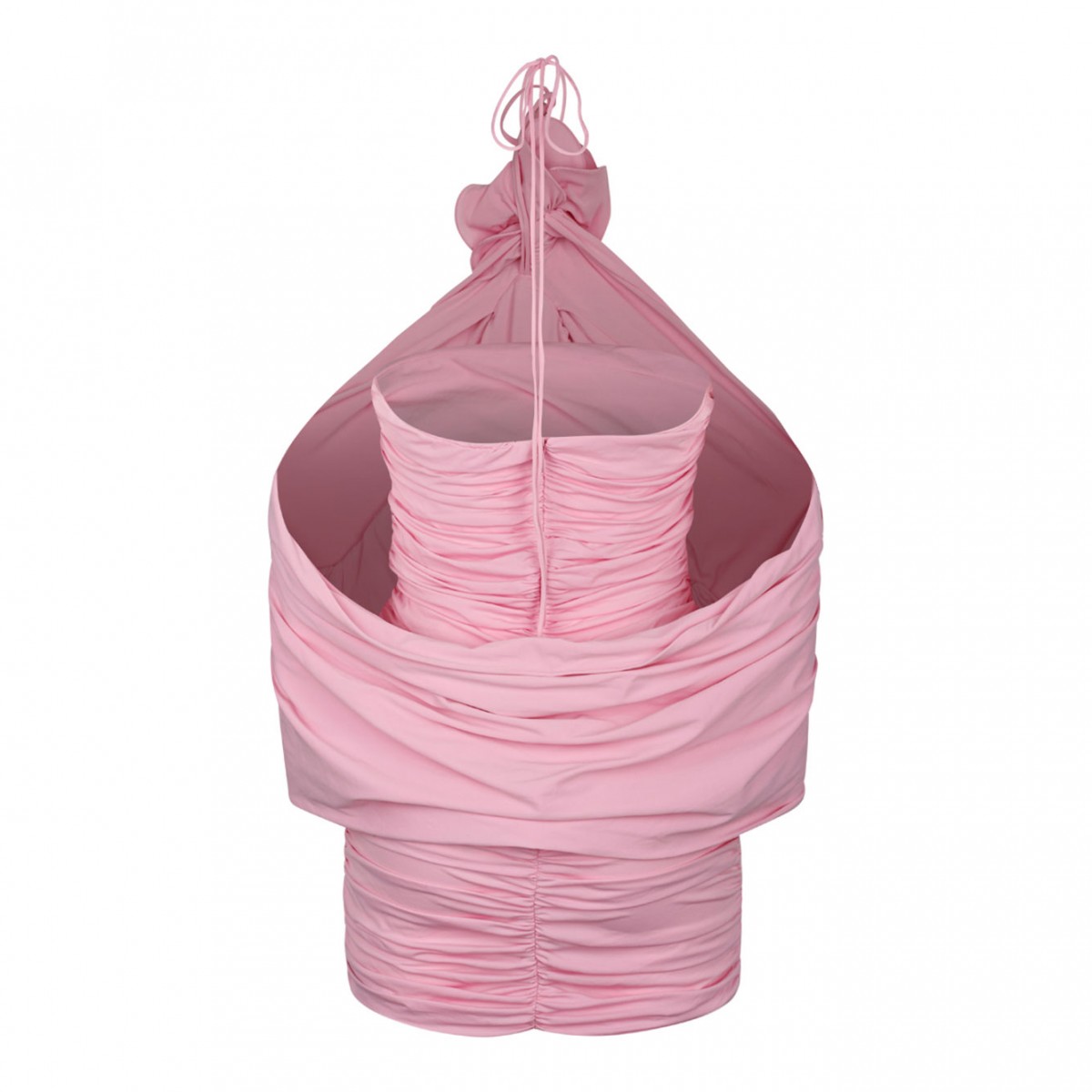 Ruched Flower Applique Wrap Pink Dress