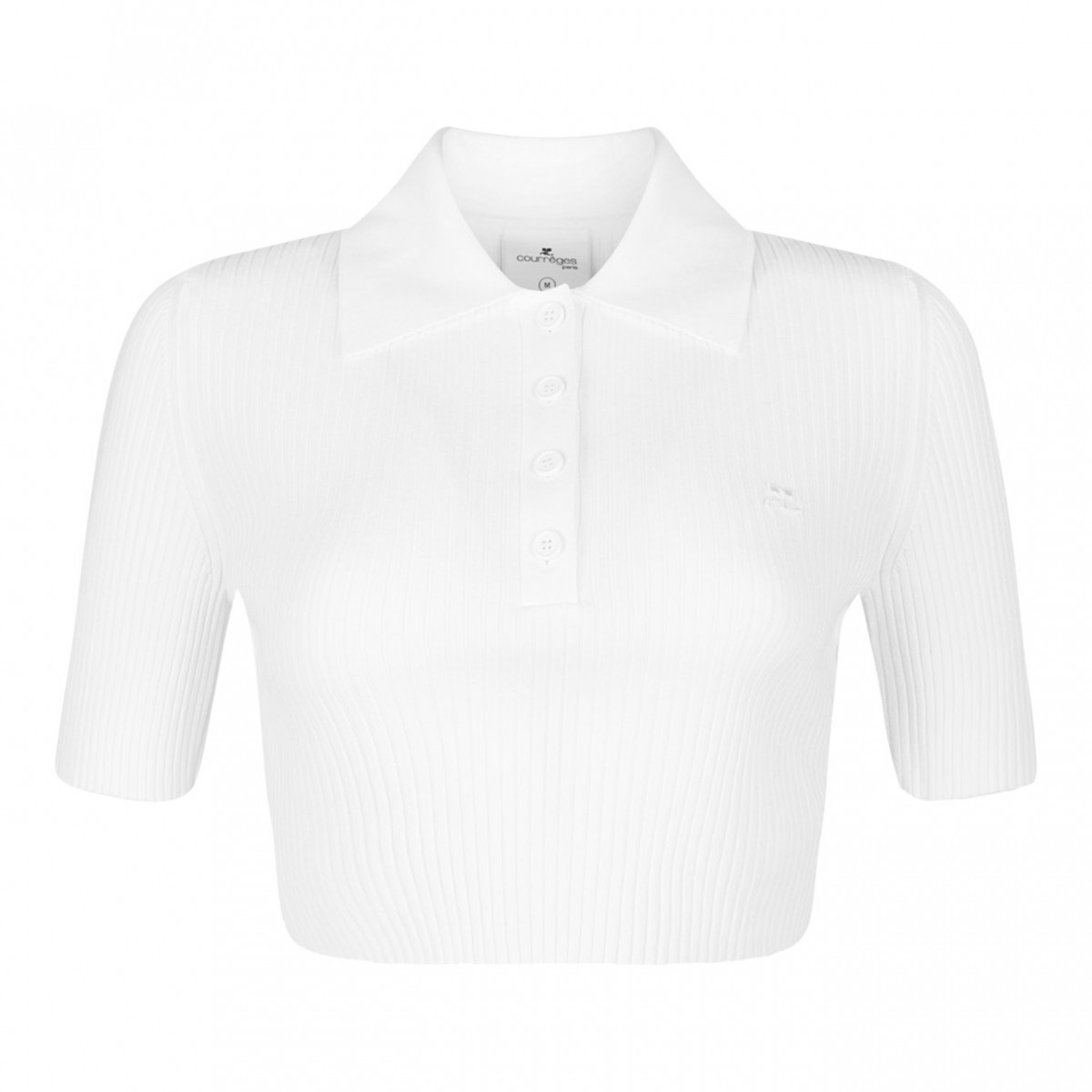 White Cropped Polo Top