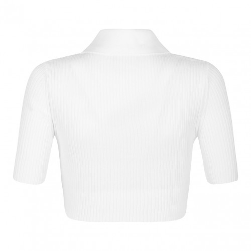White Cropped Polo Top 2