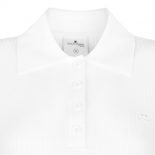 White Cropped Polo Top