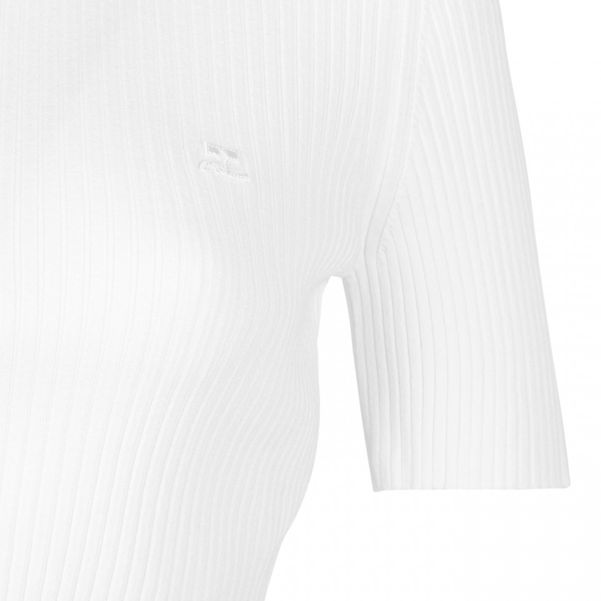 White Cropped Polo Top