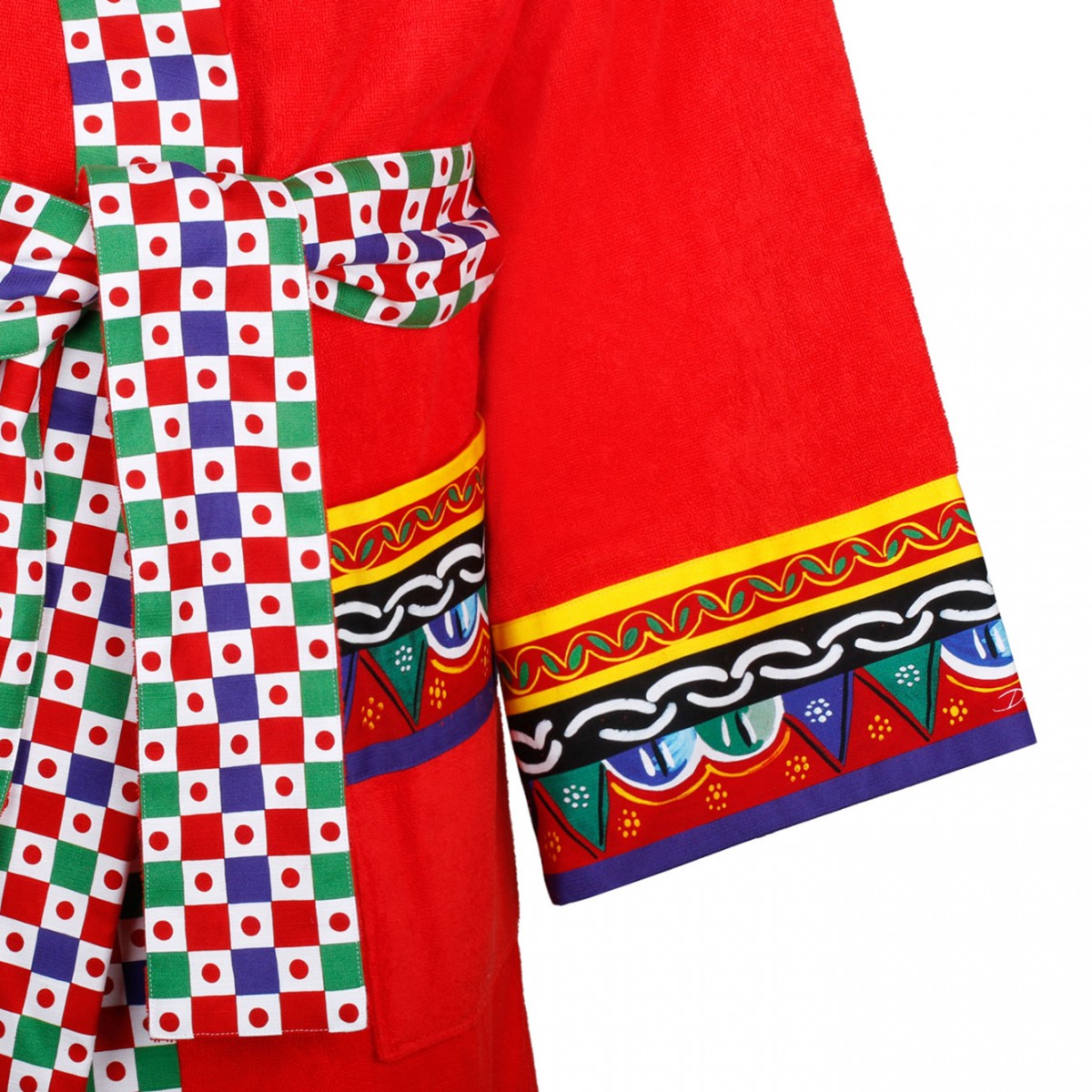 Carretto Sciliano Printed Trim Bathrobe