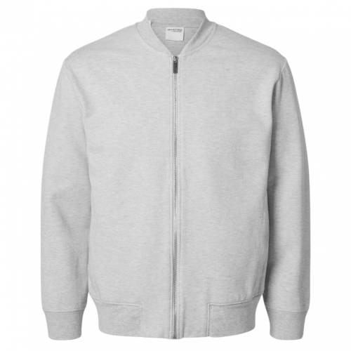 Light Grey Melange Jersey Bomber Jacket