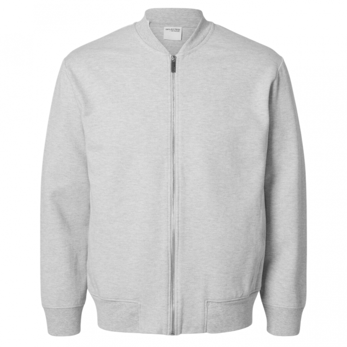 Light Grey Melange Jersey Bomber Jacket