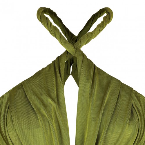 Olive Green Knot Detail Maxi Dress