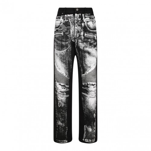 Black Trompe L'Oeil Print Jeans