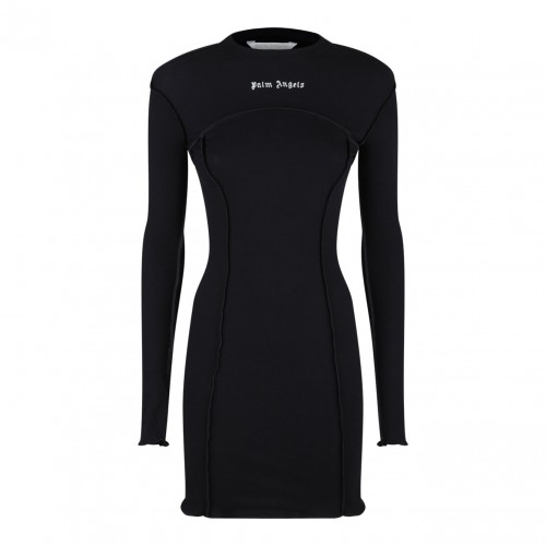 Black Logo Embroidered Mini Dress
