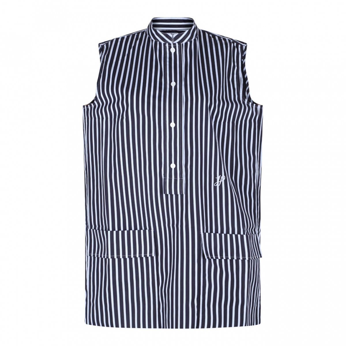 Navy Blue Striped Mini Shirt Dress