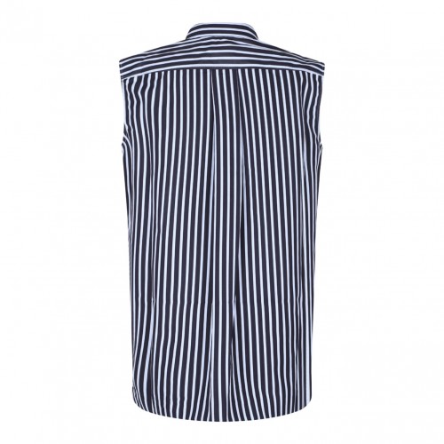 Navy Blue Striped Mini Shirt Dress 2