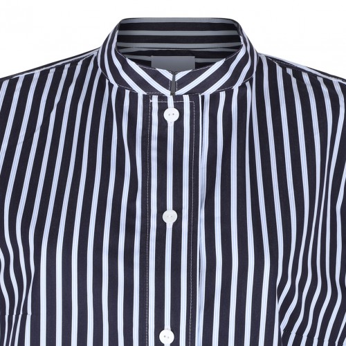 Navy Blue Striped Mini Shirt Dress
