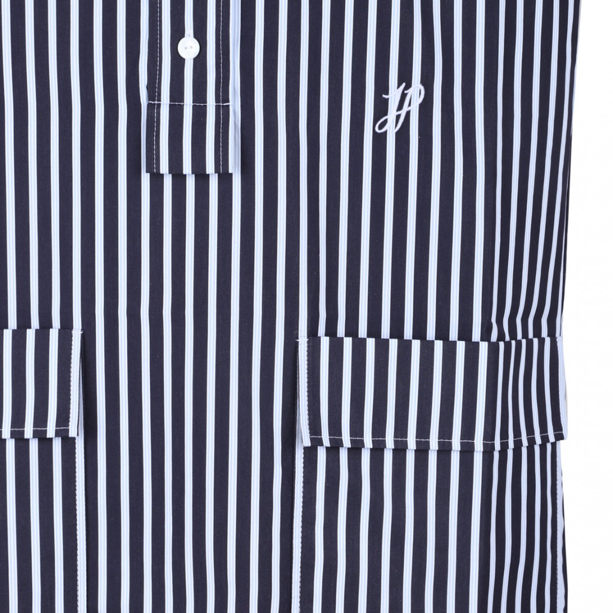 Navy Blue Striped Mini Shirt Dress