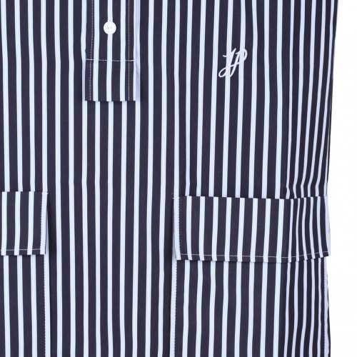 Navy Blue Striped Mini Shirt Dress