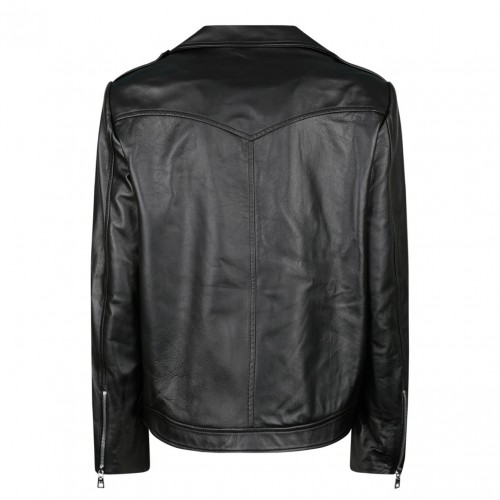 Elisabetta Franchi Black Leather Biker Style Jacket