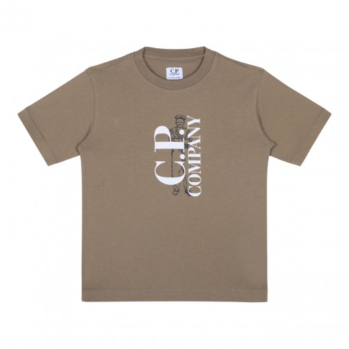 Beige Logo Print T-Shirt