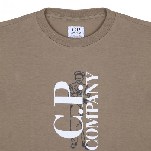 Beige Logo Print T-Shirt