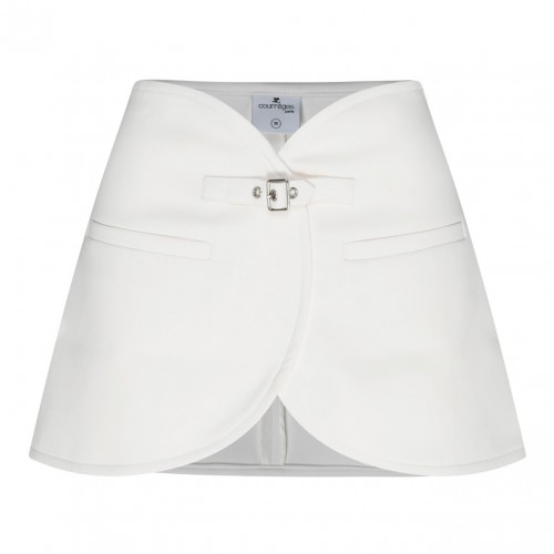White Ellipse Twill Mini Skirt