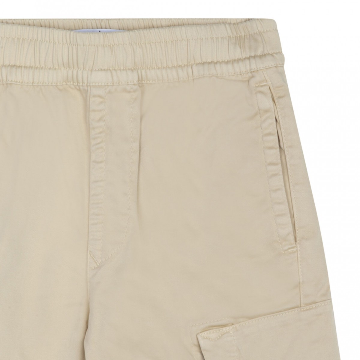 Beige Cotton Blend Cargo Style Shorts