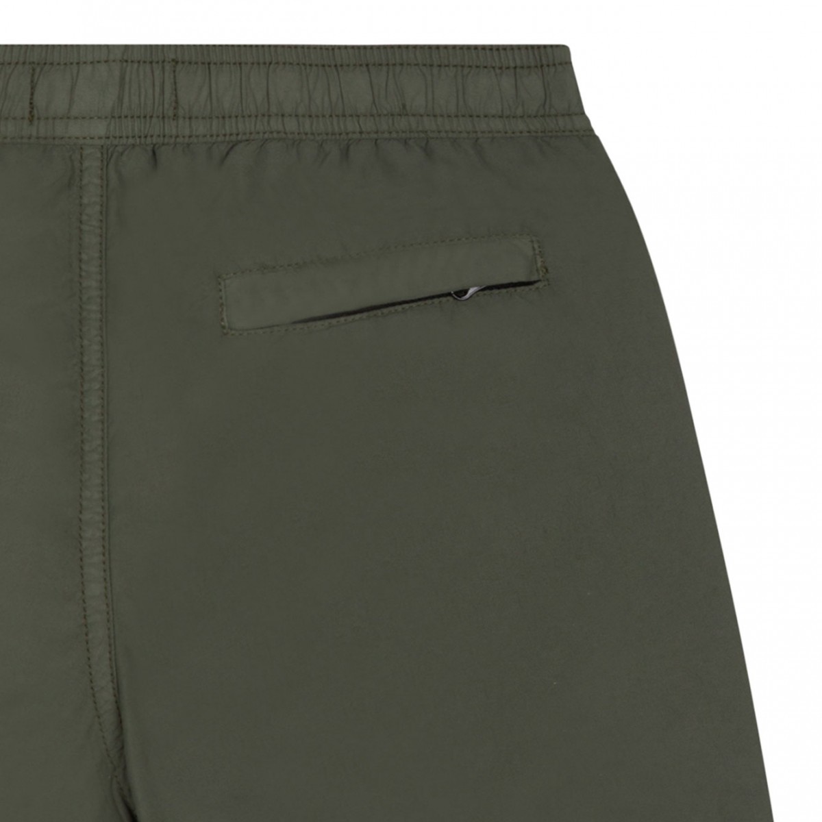 Olive Green Compass Motif Swim Shorts