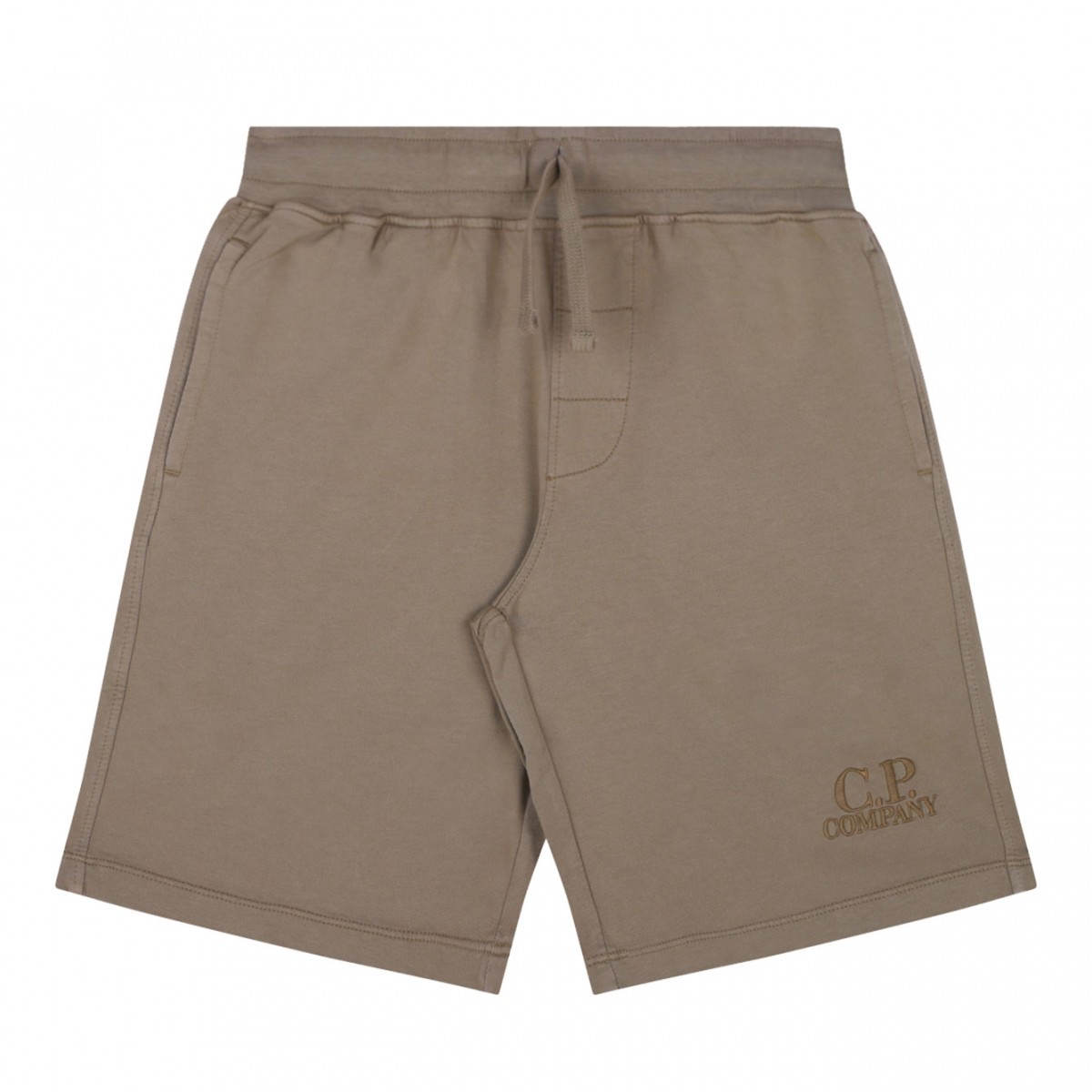 Beige Logo Print Shorts