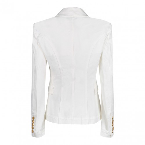 White Denim Double Breasted Blazer 2