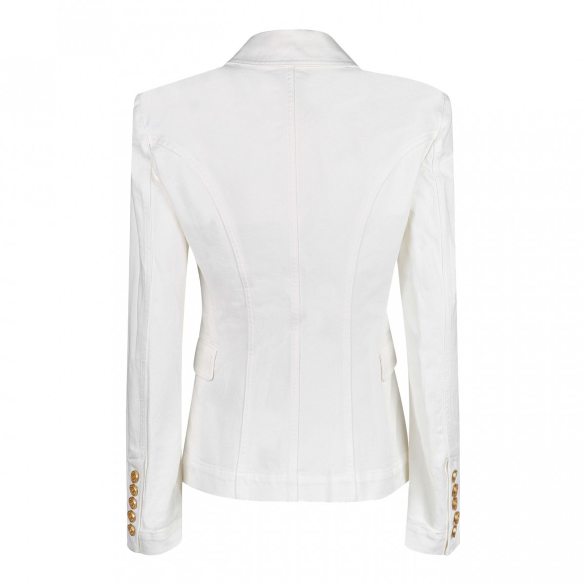 White Denim Double Breasted Blazer
