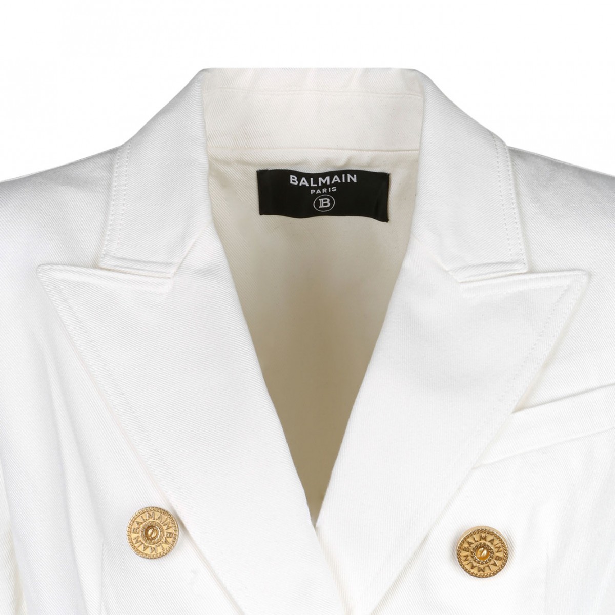 White Denim Double Breasted Blazer