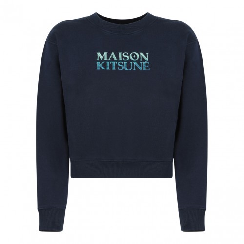 Navy Blue Logo Embroidered Sweatshirt