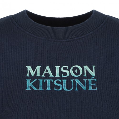 Navy Blue Logo Embroidered Sweatshirt