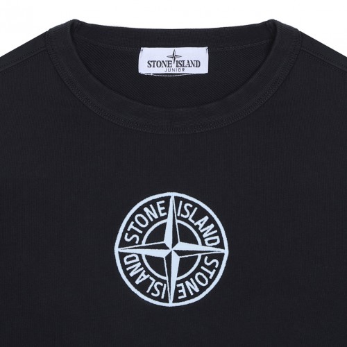 Navy Blue Logo Print Sweatshirt