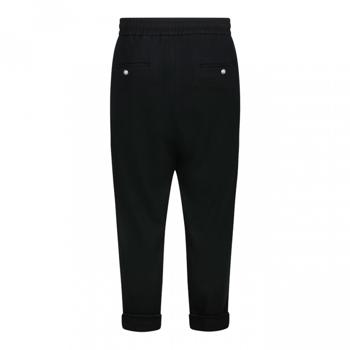 Black Virgin Wool Track Pants