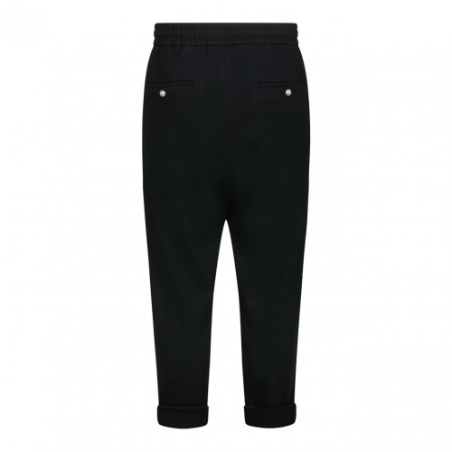 Black Virgin Wool Track Pants