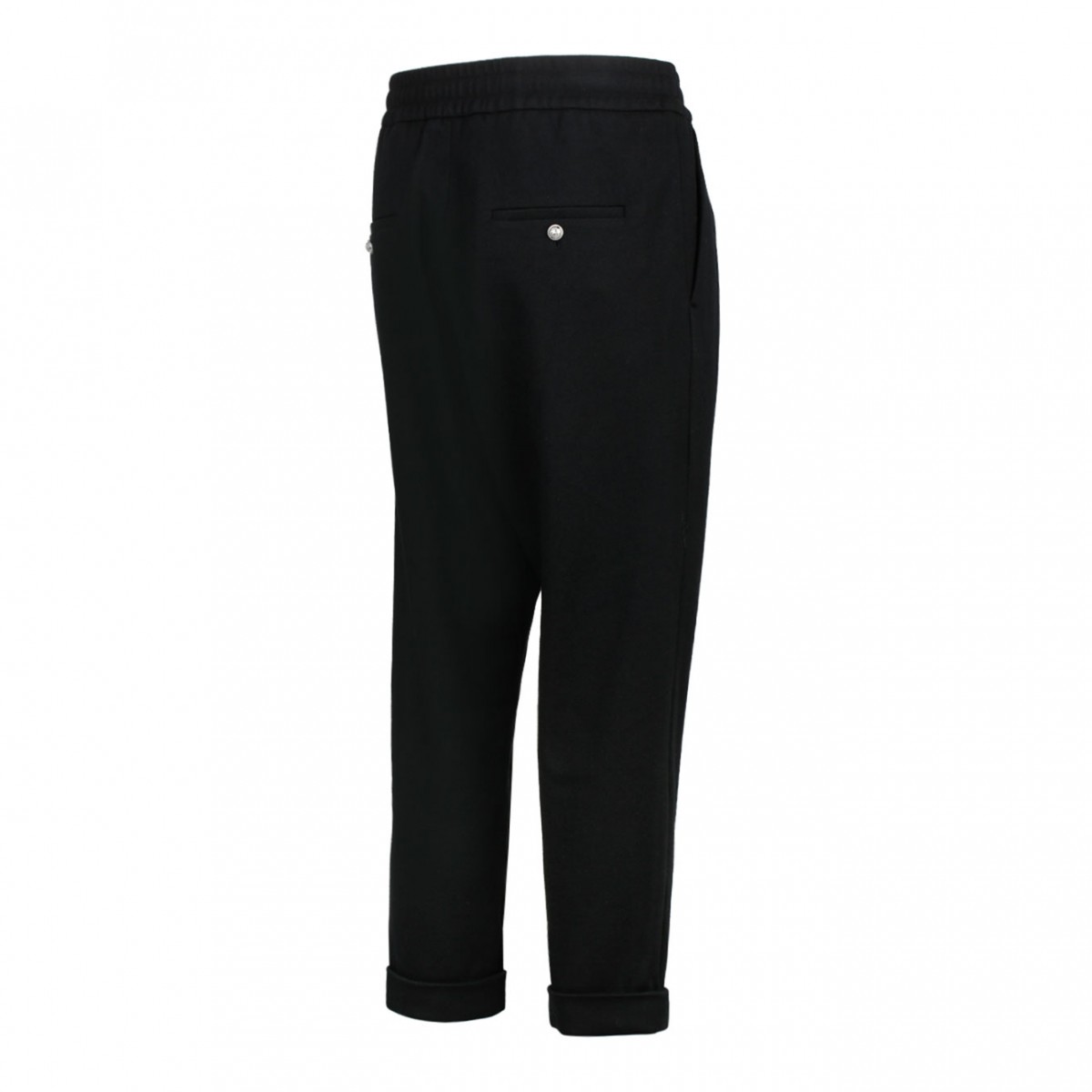Black Virgin Wool Track Pants