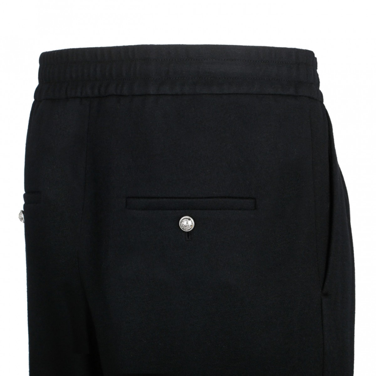 Black Virgin Wool Track Pants