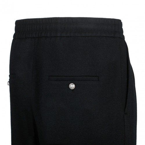 Black Virgin Wool Track Pants