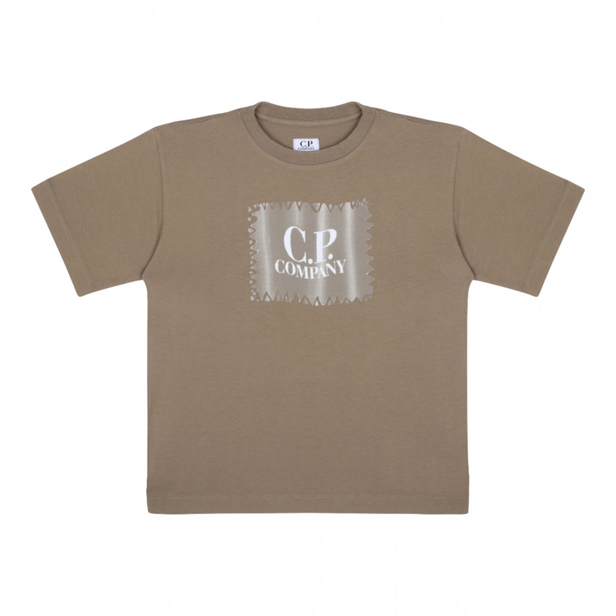 Beige Logo Print T-Shirt