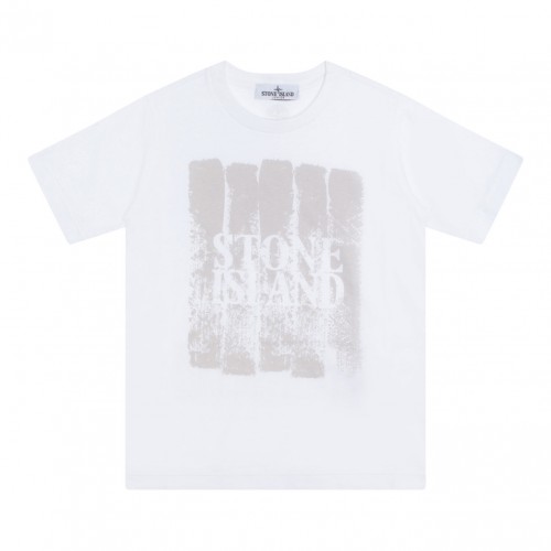 White Logo Print Cotton T-shirt