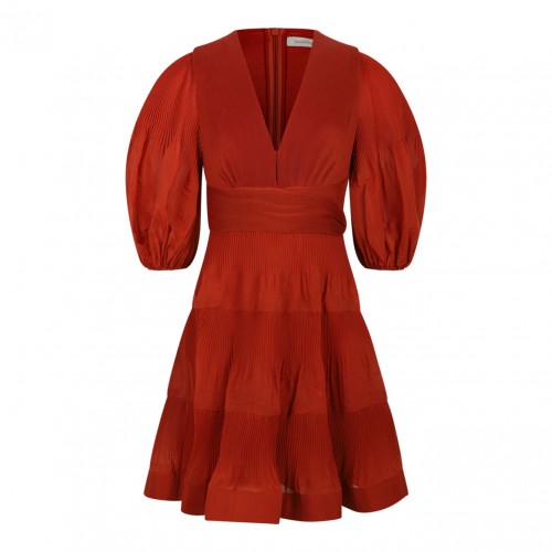 Red Pleated Mini Dress