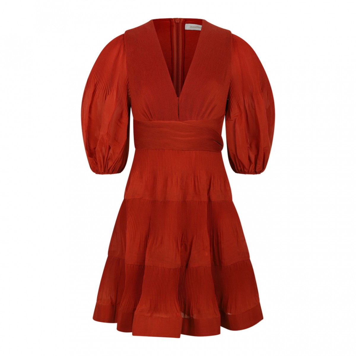 Red Pleated Mini Dress